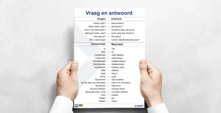 twee handen houden vertaalkaart vast