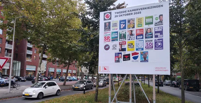Verkiezingsbord Tweede Kamerverkiezingen 2025