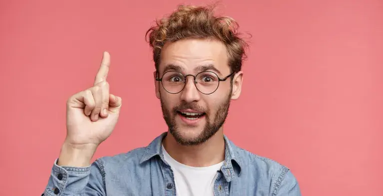 Man met 1 vinger omhoog