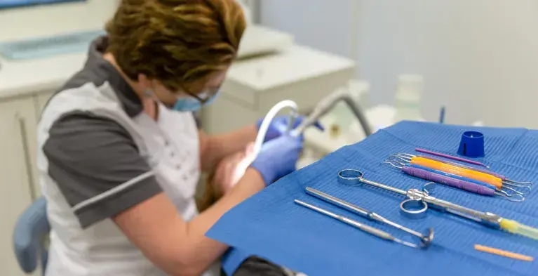 Tandarts haakje spiegel patient