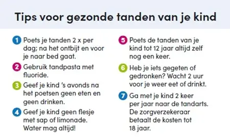 Kaartje met 7 tips voor een gezonde mond