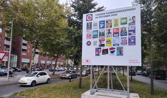 Verkiezingsbord Tweede Kamerverkiezingen 2025