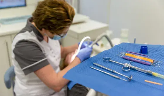 Tandarts haakje spiegel patient