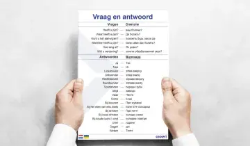 twee handen houden vertaalkaart vast